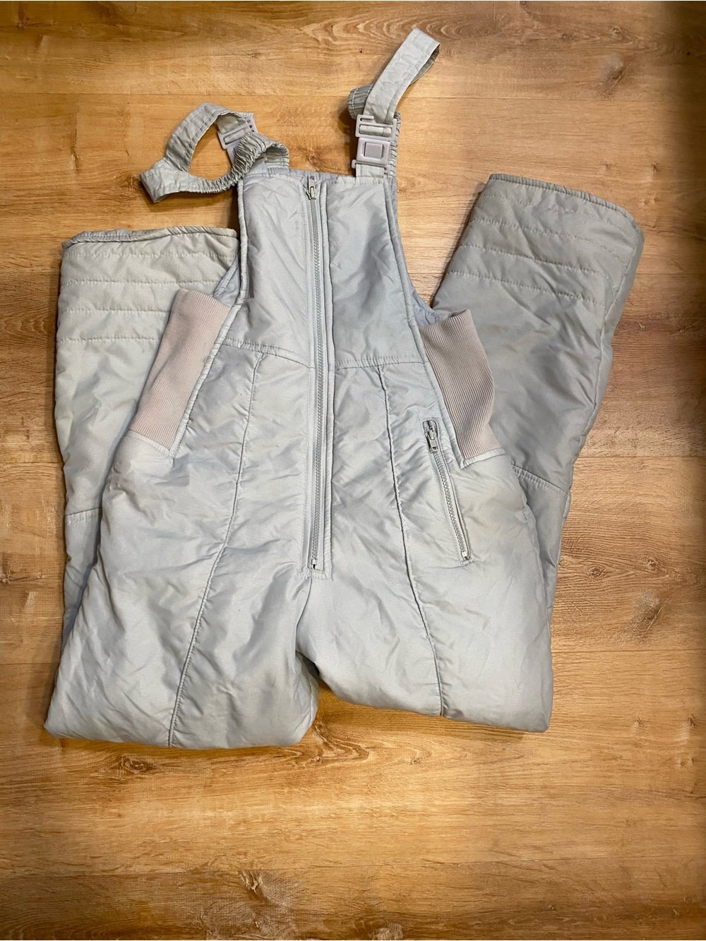 Vintage Women's Insulated Bib Snow Pants - Light Gray